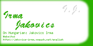 irma jakovics business card